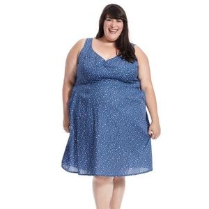 Cherry Velvet Star Print Dress (1x) 4th of July